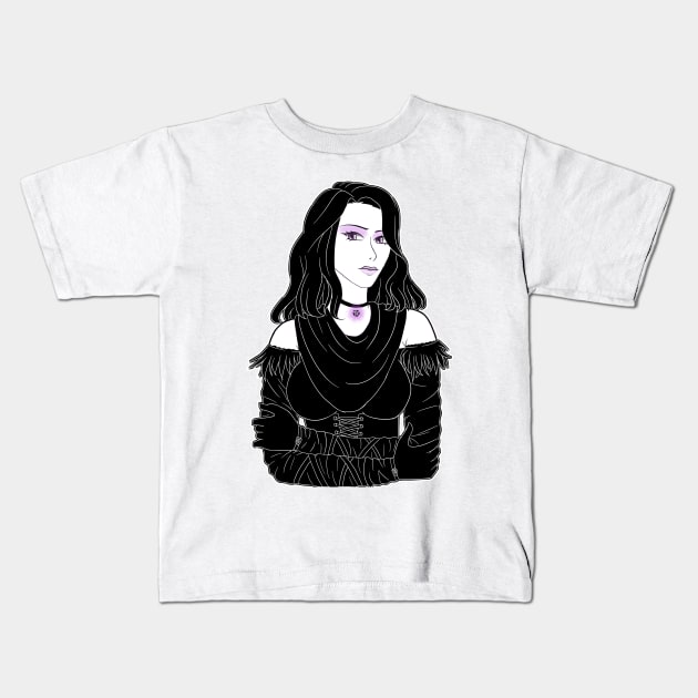 Yennefer b&w Kids T-Shirt by mommymlya